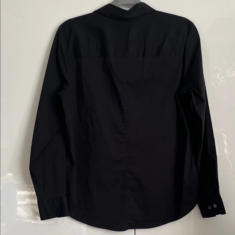 H&M Solid Black Button Down Shirt Hidden Button, Size 10 - Picture 6 of 9